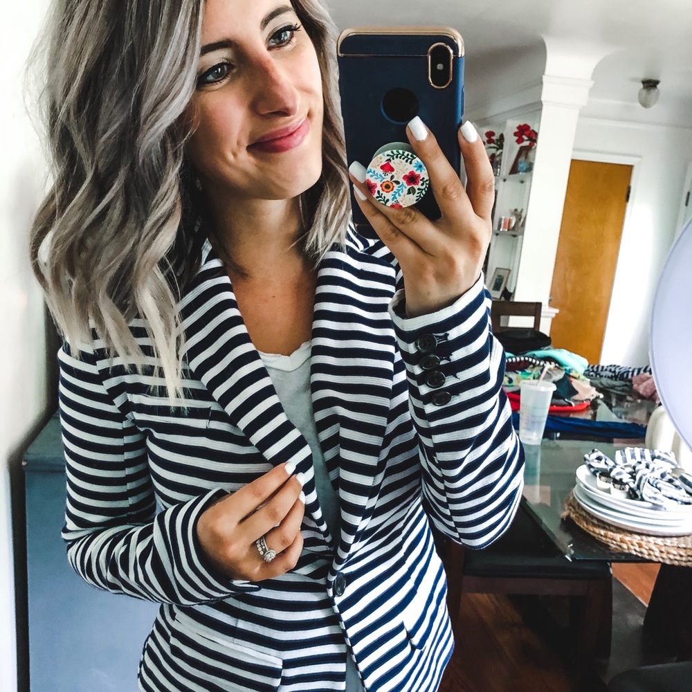 Merona Target Navy Striped Blazer XS - Picture 7 of 8